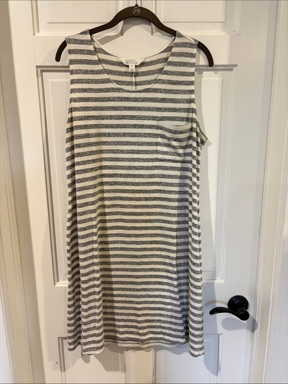 Market & Spruce Gray and White Striped Midi Tank Dress